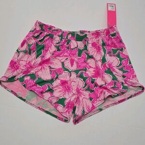 NEW Lilly Pulitzer XS Womens Sevina Floral Knit PJ Short Kelly Green Hibis Kiss